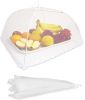Collapsible Mesh Food Covers for Outdoors 300 pcs, 17 x 17 White Food Umbrella Mesh Cover with Stainless Steel Framework, Washable Camping Food Tent,