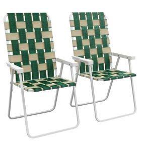 Outsunny Set of 2 Patio Folding Chairs, Classic Outdoor Camping Chairs, Portable Lawn Chairs for Camping, Garden, Pool, Beach, Backyard w/ Armrests, G