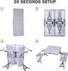 Picnic Table Folding Camping Table Chair Set with 4 Seats Chairs and Umbrella Hole