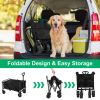 5in Wheel No Brake 100L Collapsible Folding Wagon Cart With Adjustable Handle 220LBS Load Capacity Heavy Duty Foldable Utility Outdoor Wagon For Campi