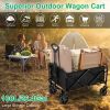 5in Wheel No Brake 100L Collapsible Folding Wagon Cart With Adjustable Handle 220LBS Load Capacity Heavy Duty Foldable Utility Outdoor Wagon For Campi