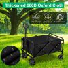 5in Wheel No Brake 100L Collapsible Folding Wagon Cart With Adjustable Handle 220LBS Load Capacity Heavy Duty Foldable Utility Outdoor Wagon For Campi