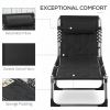 Outsunny Padded Folding Chaise Lounge Chair, Outdoor 6-Level Reclining Camping Tanning Chair with Headrest for Beach, Yard, Patio, Pool, Black