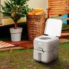 Outsunny Portable Toilet for Adults 5.3 Gallon, Porta Potty with Level Indicator, T-Type Water Outlets and Anti-Leak Handle Pump for Camping, Boating,