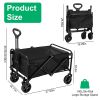 5in Wheel No Brake 100L Collapsible Folding Wagon Cart With Adjustable Handle 220LBS Load Capacity Heavy Duty Foldable Utility Outdoor Wagon For Campi