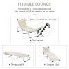 Foldable Outdoor Chaise Lounge Chair, 5-Level Reclining Camping Tanning Chair with Aluminum Frame, Padding, and Headrest for Beach, Yard, Patio, Pool,