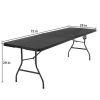 Folding Table 6ft Portable Heavy Duty Plastic Fold-in-Half Utility Foldable Table Plastic Dining Table (BLACK)
