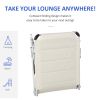 Foldable Outdoor Chaise Lounge Chair, 5-Level Reclining Camping Tanning Chair with Aluminum Frame, Padding, and Headrest for Beach, Yard, Patio, Pool,