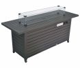 57 in Propane Fire Pit Table, 50000BTU, Retangular Outdoor Gas Fire Pit Table, Firepit Table with Lid & Wind Guard, ETL Certification, for Garden Back