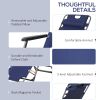 Tanning Chair, 2-in-1 Beach Lounge Chair & Camping Chair w/ Pillow & Pocket, Adjustable Chaise for Sunbathing Outside, Patio, Poolside, Navy