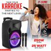 5 Core Party Speaker Portable PA System 2 Wireless Microphone Bluetooth Loud Big Subwoofer Powered Active DJ Karaoke Machine for Studio Indoor Outdoor