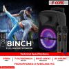 5 Core Party Speaker Portable PA System 2 Wireless Microphone Bluetooth Loud Big Subwoofer Powered Active DJ Karaoke Machine for Studio Indoor Outdoor