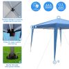 10 ft. Foldable Pop Up Canopy Tent with Mesh Sidewall Height Adjustable Outdoor Gazebos with Carrying Bag for Parties, Picnics & Camping, Blue