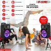 5 Core Party Speaker Portable PA System 2 Wireless Microphone Bluetooth Loud Big Subwoofer Powered Active DJ Karaoke Machine for Studio Indoor Outdoor