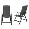 Folding Patio Chairs Set of 2, Aluminium Frame Reclining Sling Lawn Chairs with Adjustable High Backrest, Patio Dining Chairs for Outdoor, Camping,Por