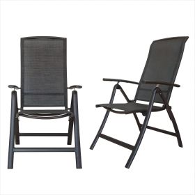 Folding Patio Chairs Set of 2, Aluminium Frame Reclining Sling Lawn Chairs with Adjustable High Backrest, Patio Dining Chairs for Outdoor, Camping,Por (Color: as Pic)