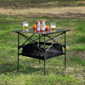 1-piece Folding Outdoor Table with Carrying Bag,Lightweight Aluminum Roll-up Square Table for indoor, Outdoor Camping, Picnics, Beach,Backyard, BBQ, P (Color: as Pic)