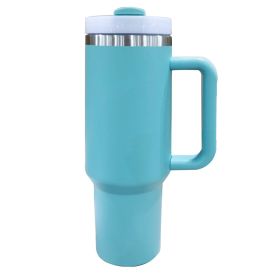 40oz V2 large capacity tumbler,  With Handle And Straw Lid, Insulated Reusable Stainless Steel Water Bottles Travel Mug Coffee Cup car cup water cup F (Color: Lake Green)