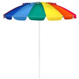 8 Feet Portable Beach Umbrella with Sand Anchor and Tilt Mechanism (Color: Multicolor)