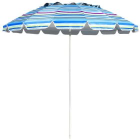 8 Feet Portable Beach Umbrella with Sand Anchor and Tilt Mechanism (Color: Blue)