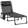 Outsunny Reclining Chaise Lounge Chair, Portable Sun Lounger, Folding Camping Cot, with Adjustable Backrest and Removable Pillow, for Patio, Garden, B