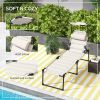 Outsunny Outdoor Lounge Chair, Adjustable Backrest Folding Chaise Lounge, Cushioned Tanning Chair w/Sunshade Roof & Pillow Headrest for Beach, Camping