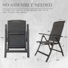 Folding Patio Chairs Set of 2, Aluminium Frame Reclining Sling Lawn Chairs with Adjustable High Backrest, Patio Dining Chairs for Outdoor, Camping,Por