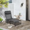 Outsunny Reclining Chaise Lounge Chair, Portable Sun Lounger, Folding Camping Cot, with Adjustable Backrest and Removable Pillow, for Patio, Garden, B