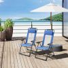 Outsunny Folding Patio Chairs Set of 2, Outdoor Deck Chair with Adjustable Sling Back, Camping Chair with Removable Headrest for Garden, Backyard, Law