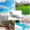 Set of 2 Outdoor Chaise Lounge with Detachable Pocket and Pillow;  Portable Adjustable Patio Sun Lounge Chair for Garden; Beach;  Sunbathing