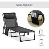 Outsunny Reclining Chaise Lounge Chair, Portable Sun Lounger, Folding Camping Cot, with Adjustable Backrest and Removable Pillow, for Patio, Garden, B