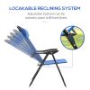 Outsunny Folding Patio Chairs Set of 2, Outdoor Deck Chair with Adjustable Sling Back, Camping Chair with Removable Headrest for Garden, Backyard, Law