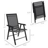 Outsunny Set of 4 Patio Folding Chairs, Stackable Outdoor Sling Patio Dining Chairs with Armrests for Lawn, Camping, Dining, Beach, Metal Frame, No As