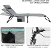 Set of 2 Outdoor Chaise Lounge with Detachable Pocket and Pillow;  Portable Adjustable Patio Sun Lounge Chair for Garden; Beach;  Sunbathing