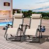 Zero Gravity Chair Patio Folding Lawn Lounge Chairs Outdoor Foldable Camp Reclining Lounge Chair with sidetable for Backyard Porch Swimming Poolside a
